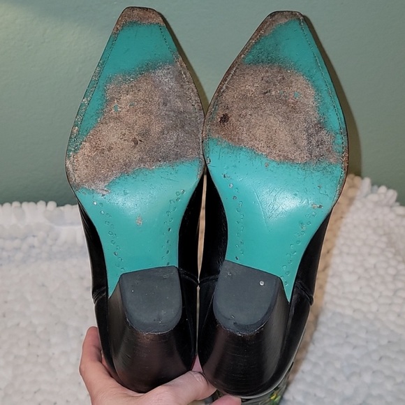 Black Floral w/stacked heel, Lane Fine Boots - Picture 4 of 15